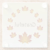 感謝祭リース感謝シンプルメープル離れズ ガラスコースター (裏面)