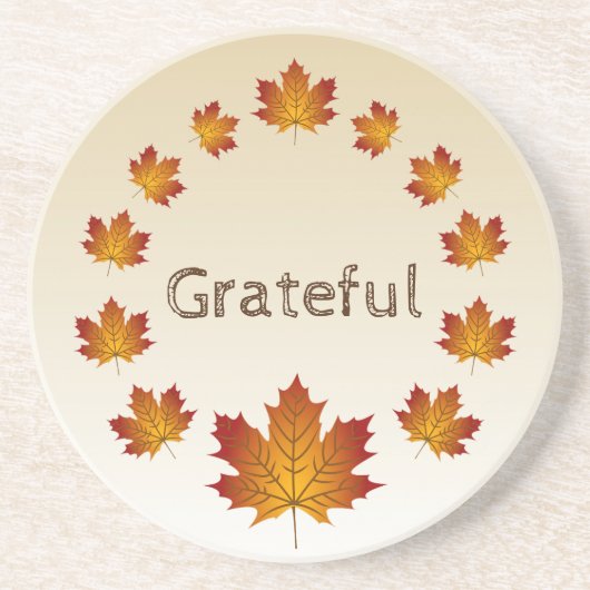 感謝祭リース感謝シンプルメープル離れズ コースター (正面)