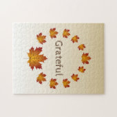 感謝祭リース感謝シンプルメープル離れズ ジグソーパズル (横)