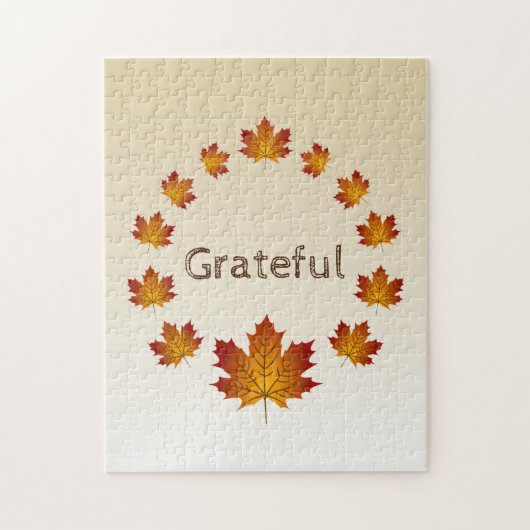 感謝祭リース感謝シンプルメープル離れズ ジグソーパズル (縦)