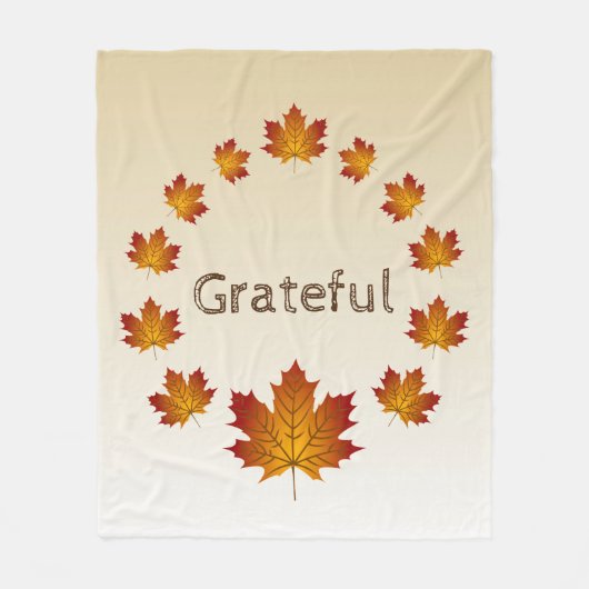 感謝祭リース感謝シンプルメープル離れズ フリースブランケット (正面)