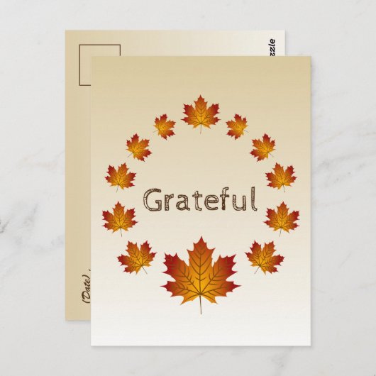 感謝祭リース感謝シンプルメープル離れズ ポストカード (正面/裏面)