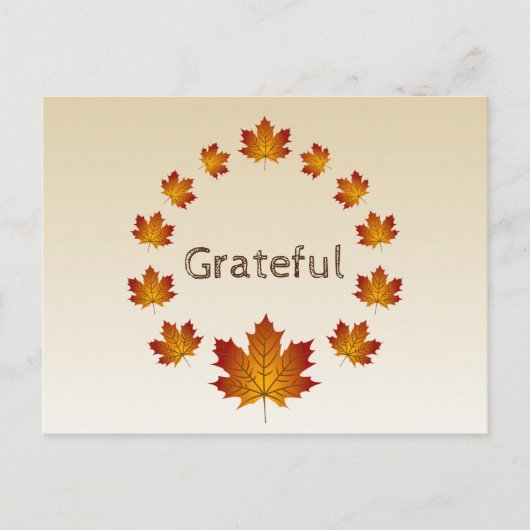 感謝祭リース感謝シンプルメープル離れズ ポストカード (正面)