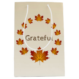 感謝祭リース感謝シンプルメープル離れズ ミディアムペーパーバッグ