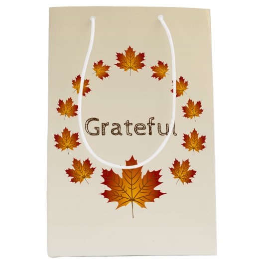 感謝祭リース感謝シンプルメープル離れズ ミディアムペーパーバッグ (正面)