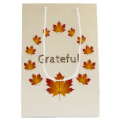 感謝祭リース感謝シンプルメープル離れズ ミディアムペーパーバッグ (裏面)