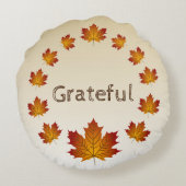 感謝祭リース感謝シンプルメープル離れズ ラウンドクッション (裏面)