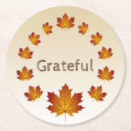 感謝祭リース感謝シンプルメープル離れズ ラウンドペーパーコースター