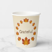 感謝祭リース感謝シンプルメープル離れズ 紙コップ (裏面)