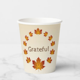 感謝祭リース感謝シンプルメープル離れズ 紙コップ