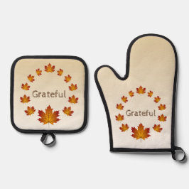 感謝祭リース感謝シンプルメープル離れズ 鍋つかみ&鍋敷きセット