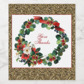 感謝祭リース水彩デザイン ワインラベル (シングルラベル)