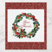 感謝祭リース水彩 ワインラベル (シングルラベル)