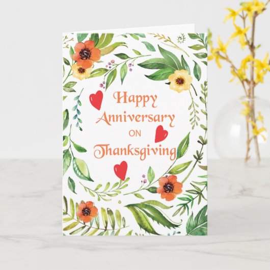 感謝祭リース カード (黄色い花)