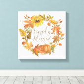 感謝祭リース – 単賛美に キャンバスプリント (インサイチュ (ウッドフロア))