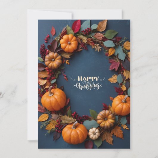 感謝祭リース – 秋の収穫CelInvitation 招待状 (正面)