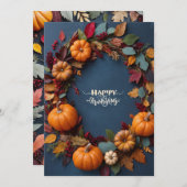 感謝祭リース – 秋の収穫CelInvitation 招待状 (正面/裏面)