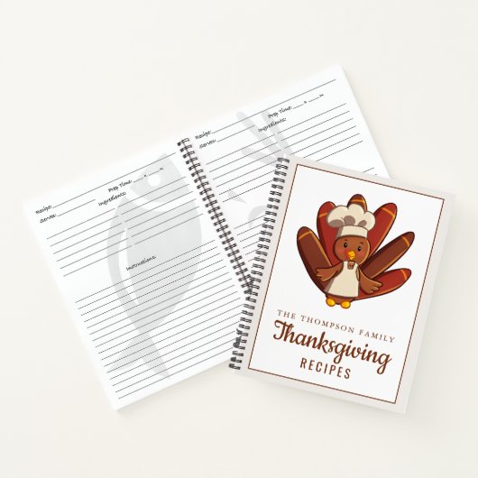 感謝祭レシピブックターキーシェフパーソナライズされた ノートブック (内部)