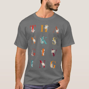 感謝祭レターオータムアルファベットホリデーセレブ Tシャツ