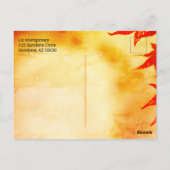 感謝祭レッド紅葉縁どテンプレート ポストカード (裏面)