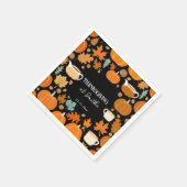 感謝祭レトロスタイルカボチャの葉カエデル スタンダードカクテルナプキン (角)