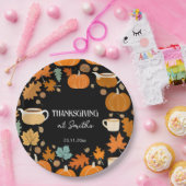 感謝祭レトロスタイルカボチャの葉カエデル ペーパープレート (パーティー)