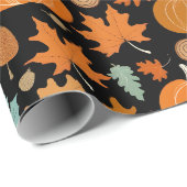 感謝祭レトロスタイルカボチャの葉カエデル ラッピングペーパー (ロールコーナー)