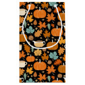 感謝祭レトロスタイルパンプキ葉ンの支持 スモールペーパーバッグ (裏面)