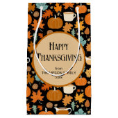 感謝祭レトロスタイルパンプキ葉ンの支持 スモールペーパーバッグ (正面)