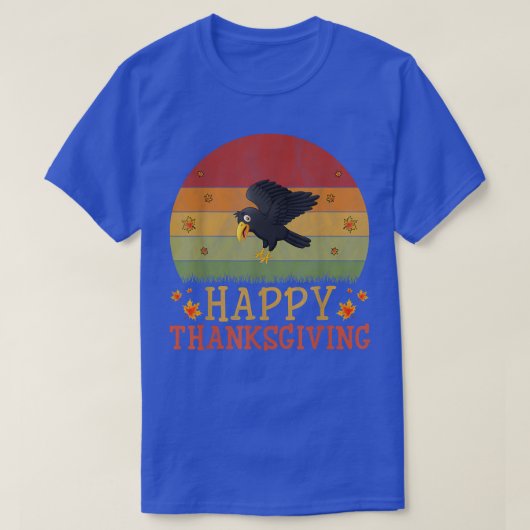 感謝祭レトロスタイルレイヴン愛好家感謝祭 Tシャツ (デザイン正面)