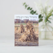 感謝祭レトロ秋のトウモロコシの茎の収穫 シーズンポストカード (スタンド正面)