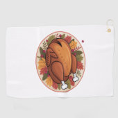 感謝祭ローストターキー – フェスティバルホリデー饗宴 ゴルフタオル (横)