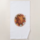 感謝祭ローストターキー – フェスティバルホリデー饗宴 ビーチタオル (正面)