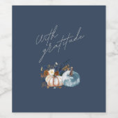 感謝祭ワインラベル、フローラ、カボチャ ワインラベル (シングルラベル)