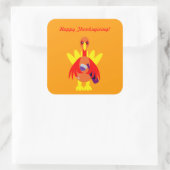 感謝祭ワイン飲む七面鳥のシール スクエアシール (バッグ)