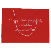 感謝祭ワードアート/カスタムメッセージの背面 ラージペーパーバッグ (裏面)