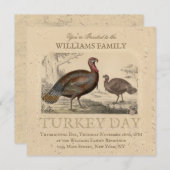 感謝祭ヴィンテージターキーデイディナー 招待状 (正面/裏面)