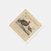 感謝祭ヴィンテージターキーデイファミリー名 スタンダードカクテルナプキン (角)