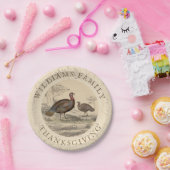 感謝祭ヴィンテージターキーデイファミリー名 ペーパープレート (パーティー)