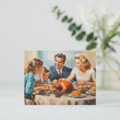 感謝祭ヴィンテージターキーファミリーディナー ポストカード (スタンド正面)