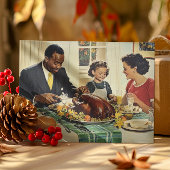 感謝祭ヴィンテージターキーファミリーディナー ポストカード