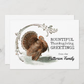感謝祭ヴィンテージトルコの豊かな挨拶 シーズンカード (正面/裏面)