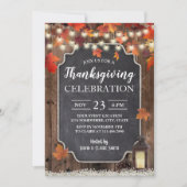 感謝祭ヴィンテージランタン素朴バーンウッド 招待状 (正面)