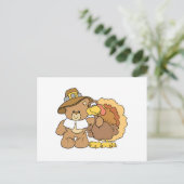 感謝祭七面鳥テディベアデザイン シーズンポストカード (スタンド正面)