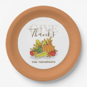 感謝祭与えの感謝してい緑 ペーパープレート (正面)