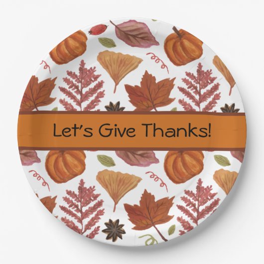 感謝祭与えを感謝していしよう ペーパープレート (正面)
