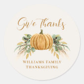 感謝祭与えオ感謝していレのカボチャ ラウンドシール (正面)