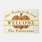 感謝祭与え主に感謝していカボチャを祈る ドアマット (正面)