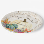 感謝祭与え感謝していのパンプキ葉ン収穫 ペーパープレート (アングル)