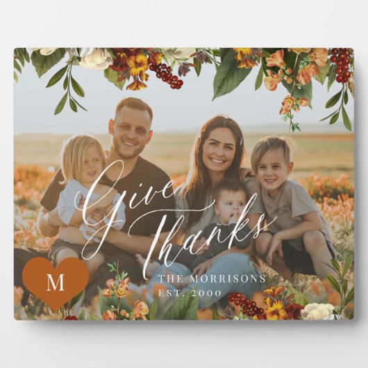 感謝祭与え感謝していの家族のモダン写真 フォトプラーク (正面)